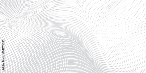 Gray Halftone Wave Background With Abstract Dotted Pattern And Smooth Flowing Texture eps10