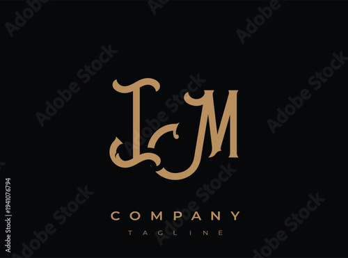 Luxury logo template with elegant letter lm design element