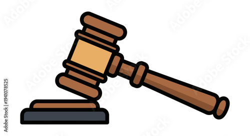 Brown wooden judge gavel and block.