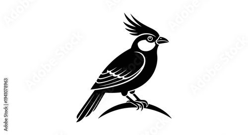 Black silhouette of a bird standing.