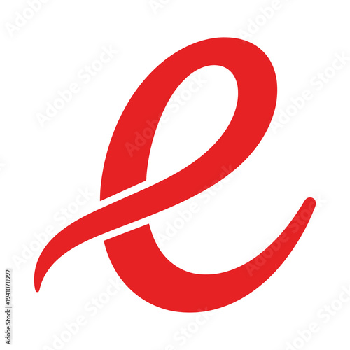 Red lowercase letter e symbol icon graphic design element icon