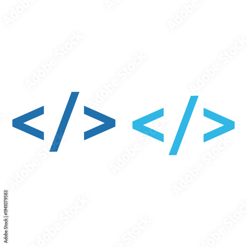 Blue coding symbols for website development and programming languages  web design elements icon