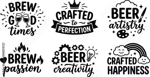 Craft Beer Brewing Quotes Typography Bundle for Brewery Lovers T Shirt Designs and Brew Culture Graphics