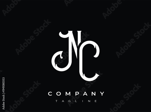 Modern elegant white nc logo on transparent background template
