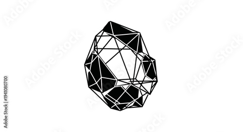 Black and white geometric polygon shape.
