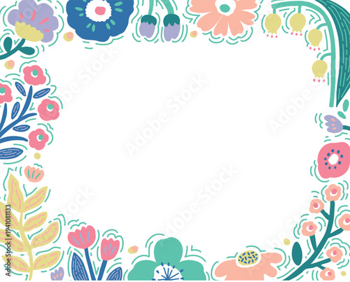 カラフルなお花のフレーム
