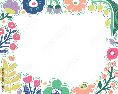 カラフルなお花のフレーム