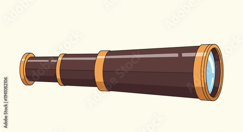 Vintage brass telescope or handheld spyglass against a light plain background, representing exploration, discovery, and long-term vision.