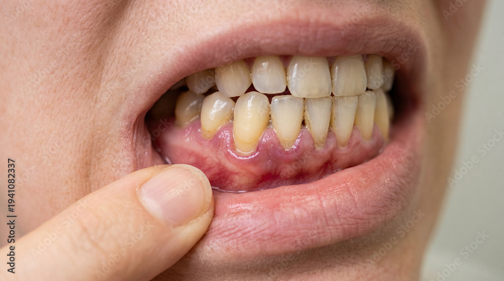 Naklejka premium Gum Recession and Dental Health Problem Close Up