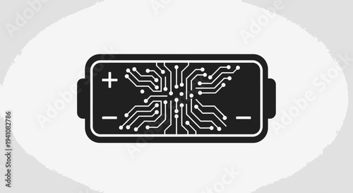 Battery Icon with Circuit Board Design, Energy Concept