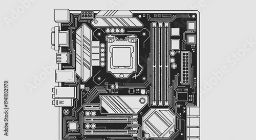 Computer Motherboard Diagram, Technology Circuit Board, Electronic Components