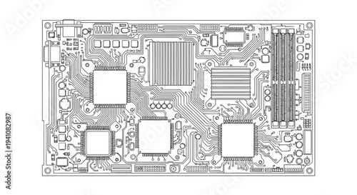 Computer Motherboard Schematic - Circuit Board Layout