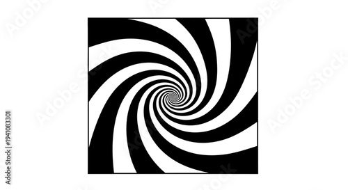 Abstract Black and White Swirl Spiral Hypnotic Pattern Background