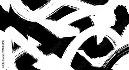 Abstract brush strokes overlay, black and white dynamic paint texture