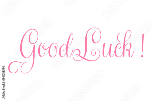 Good Luck ! - 手書き風の書体で書いたGood Luck !（グッドラック！）の文字のロゴマーク、カリグラフィー
