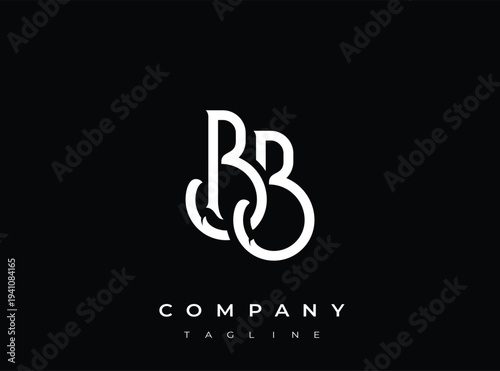 Monogram letter bb logo design template on transparent background