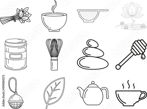 Set of 10 herbal tea icons vector