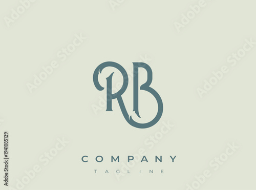 Monogram logo design with interlocking RB letters and sample text