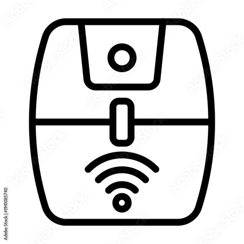 Smart Air Fryer Vector Line Icon Design