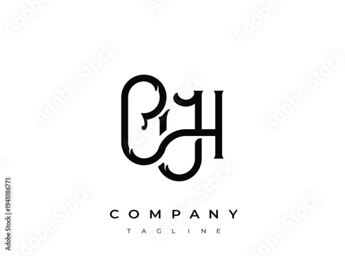 Monogram logo template with stylized initials letter design element