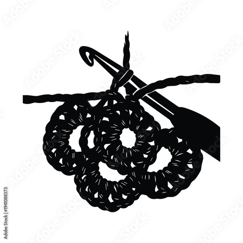Black silhouette of grapes hanging from vine with pruning shears