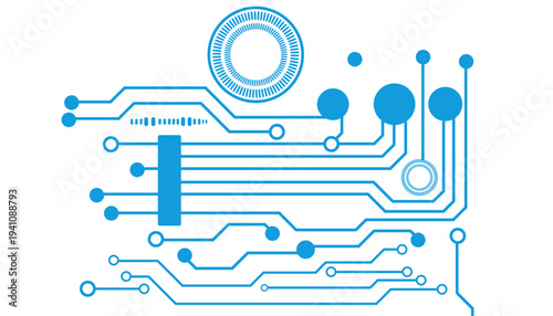 Blue circuit board stylized sketch design network graphic concept