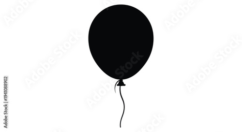 Simple black silhouette of a single inflated balloon with a string
