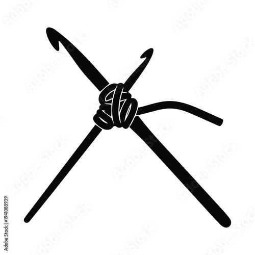 Crochet hooks with yarn in a creative knot