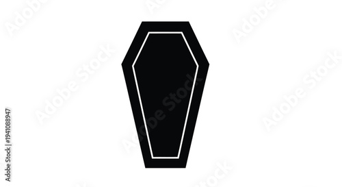 Simple black coffin illustration with a white outline on a white background