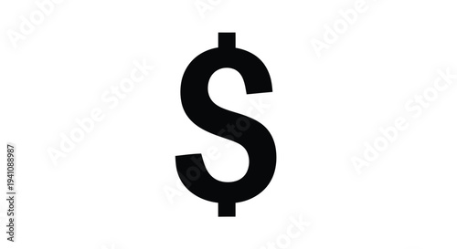 A simple black dollar sign illustration against a stark white background