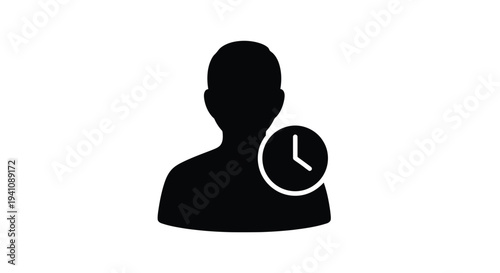 Silhouette of a person with a clock symbol representing time management