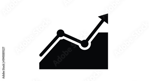 Simple black and white line graph depicting growth and a bar chart
