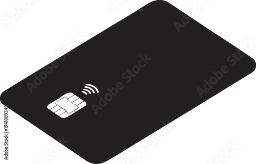 Black credit card. Blank realistic template for your projects. Vector illustration.