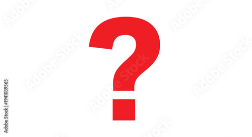 A vibrant red question mark dominates a plain white background