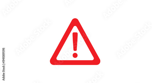 A red triangular warning sign with an exclamation point inside