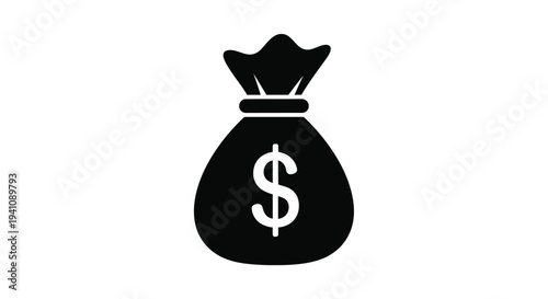 Black silhouette of a money bag with a dollar sign displayed