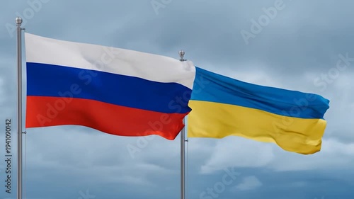 Two Flags Waving National Symbols