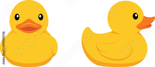 Two yellow rubber ducks on white background yellow ducks cartoon ducks bath toys