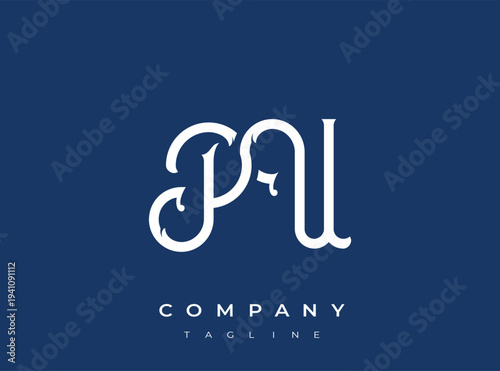 Stylish white letter pa initials logo on blue background