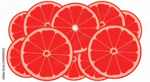 Vibrant Pink Grapefruit Slices Pile Isolated White Background