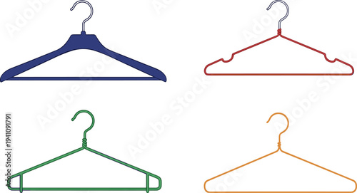 Clothes hanger set plastic and metal clothing hangers vector illustration