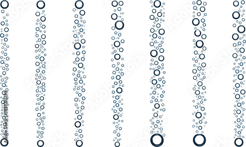 Rising Water Bubble Columns Set Underwater Air Bubbles Stream Effect for Aquarium Ocean and Beverage Vector Illustration