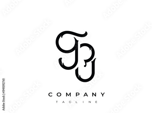 Stylized GB monogram logo template with elegant cursive letters design