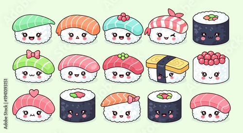 Cute Kawaii Sushi Characters Assortment