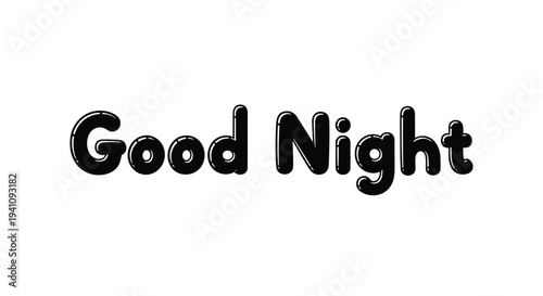 Simple text design saying Good Night in bold black letters on white background for evening greetings and peaceful messages.