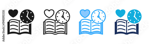 Reading Habit icon set multiple style collection