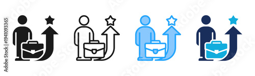 Career Growth icon set multiple style collection