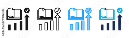 Learning Progress icon set multiple style collection