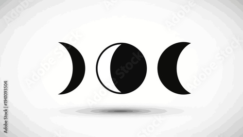 Triple Moon Phases Icon - Wiccan Symbol, Celestial Cycle, Lunar Phases