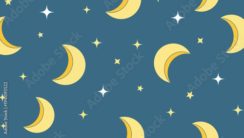 Whimsical Moon and Star Pattern - Cute Celestial Night Sky Background
